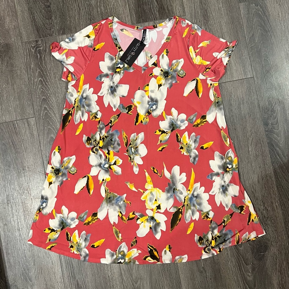 NWT Women’s Glitzy Girlz Springtime Floral Dress size XL